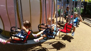 Jenna and Julia at Busch Gardens Williamsburg being very brave. Julia recognizes daddy :-)