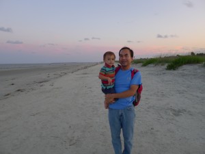 Taking a stroll on Jekyll Island after dinner as the sun is setting :)