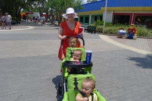 All three children have spots on this stroller while Mommy gets a workout. We didn't need to go to the gym after this day.
